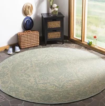 LINDEN 139 Collection LND139L-6R Cream / Aqua 6'-7" X 6'-7" Round