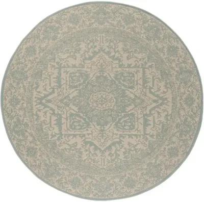 LINDEN 139 Collection LND139L-6R Cream / Aqua 6'-7" X 6'-7" Round