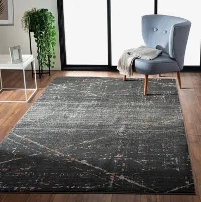 Ivy Impulse Abstract Charcoal Fusion Area Rug  5' x 7'6"