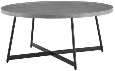 Niklaus 35" Round Coffee Table in Gray with Black Base