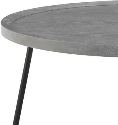 Niklaus 35" Round Coffee Table in Gray with Black Base