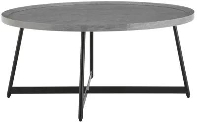 Niklaus 35" Round Coffee Table in Gray with Black Base