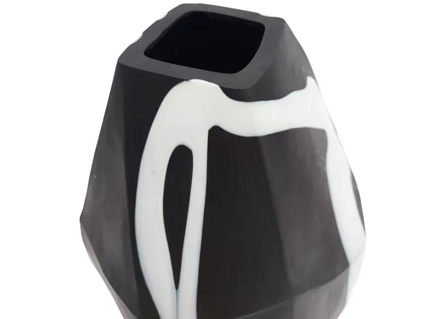 Glass, 10" Abstract Contemporary Vase, Black