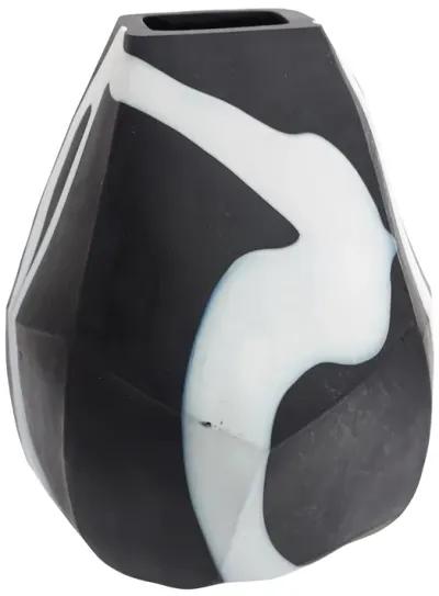 Glass, 10" Abstract Contemporary Vase, Black