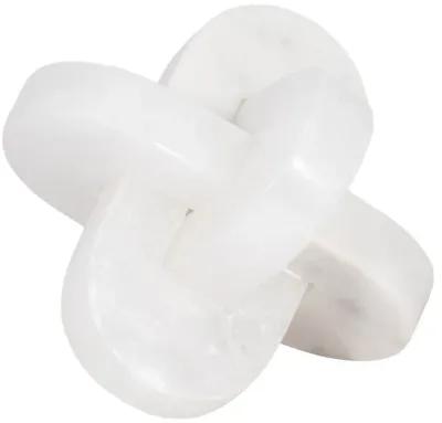 6" Alabaster And Marble Curved Knot, White