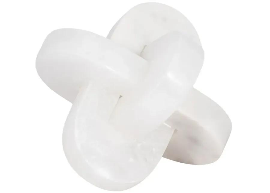 6" Alabaster And Marble Curved Knot, White