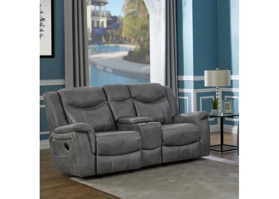 Conrad Upholstered Motion Loveseat Cool Grey