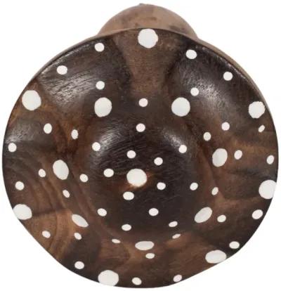 6" Wood Mushroom With White Dots, Brown