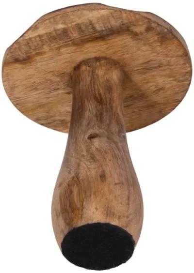 6" Wood Mushroom With White Dots, Brown