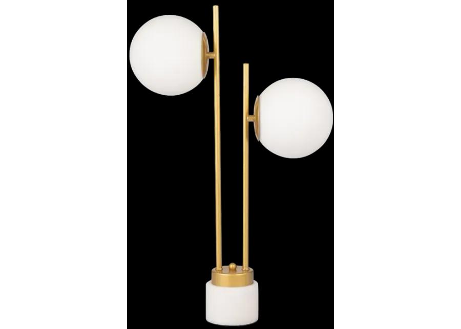 Glass/brass 23" Double Diffuser Table Lamp, Gold