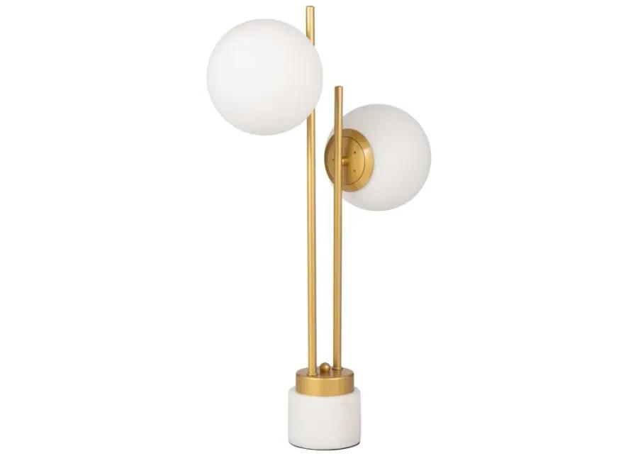 Glass/brass 23" Double Diffuser Table Lamp, Gold