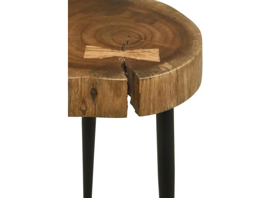 Keith Round Wood Top Side Table Natural and Black