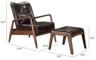 Bully Lounge Chair & Ottoman Brown