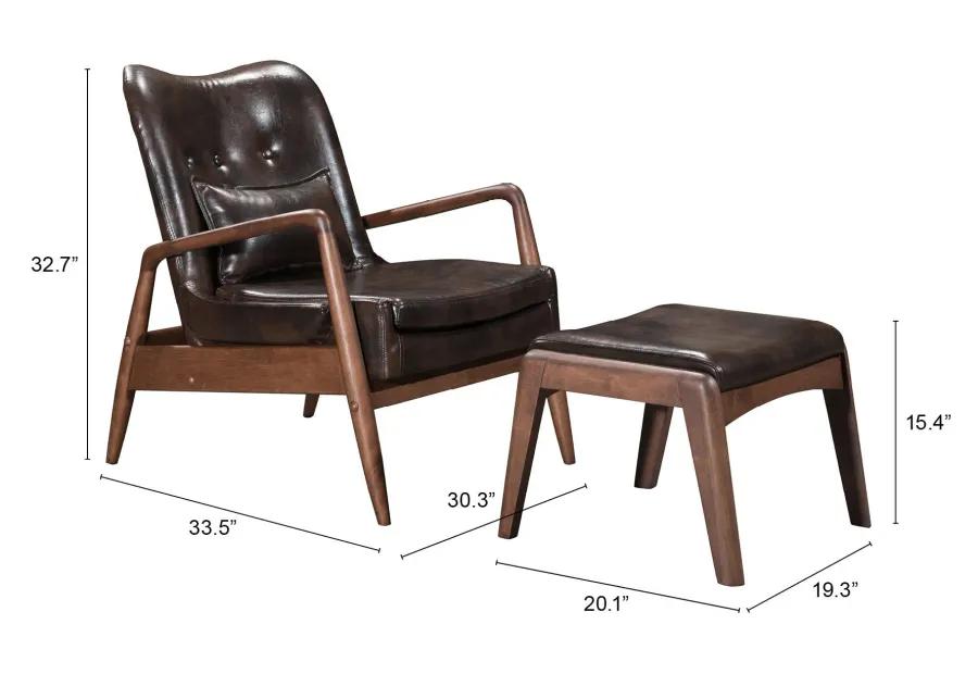 Bully Lounge Chair & Ottoman Brown