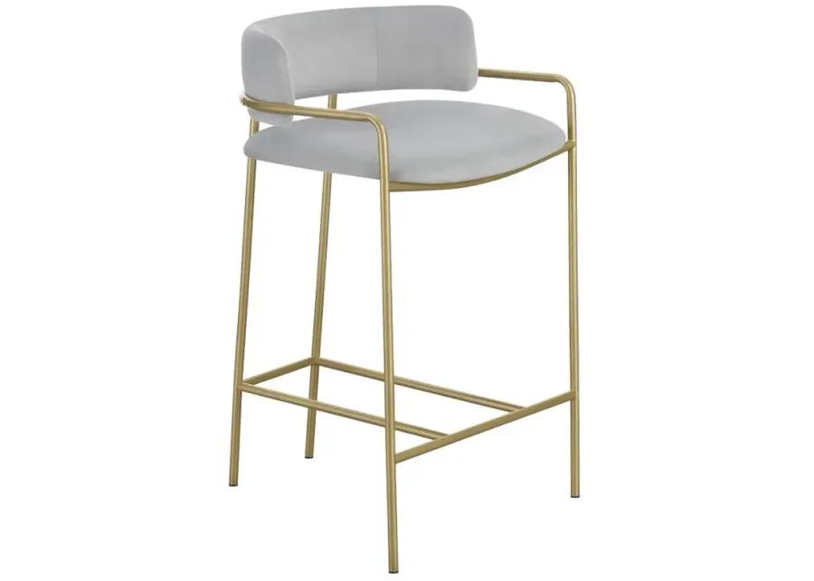 Comstock Upholstered Low Back Stool Grey and Gold