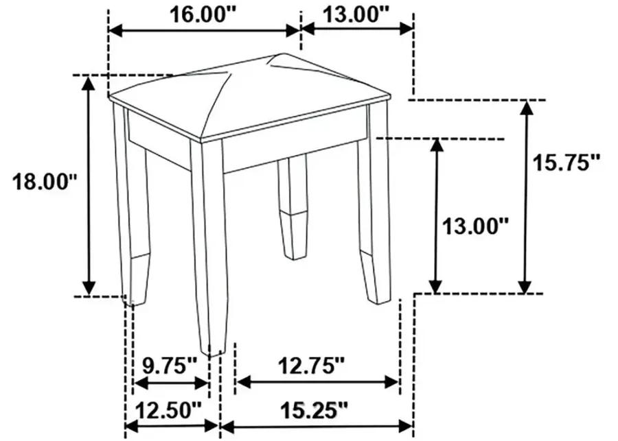 Felicity Upholstered Vanity Stool Metallic and Glossy White