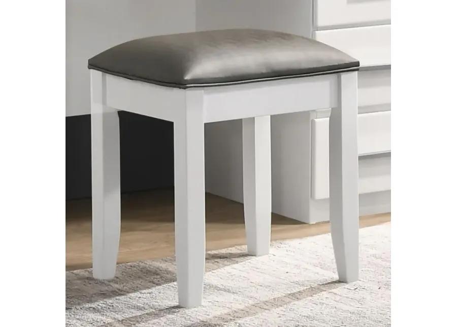 Felicity Upholstered Vanity Stool Metallic and Glossy White