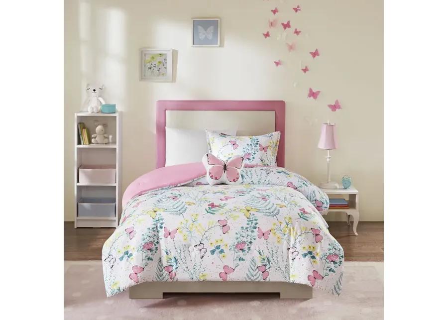 Mi Zone Kids Cynthia Pink Printed Butterfly Comforter Set