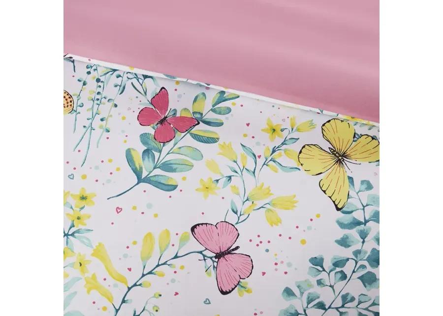 Mi Zone Kids Cynthia Pink Printed Butterfly Comforter Set