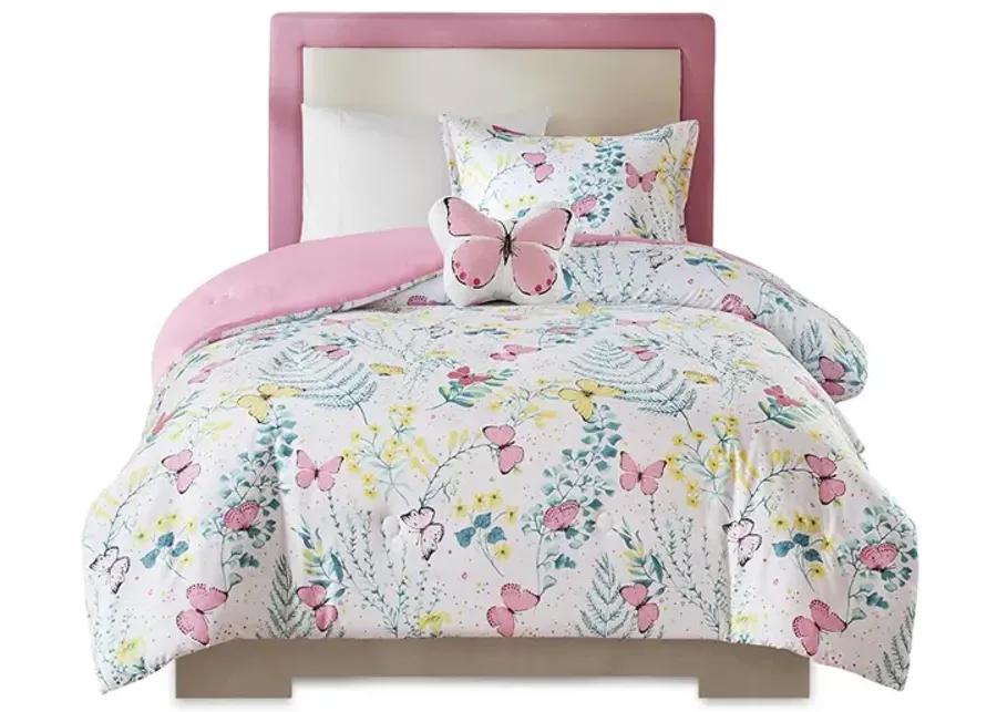 Mi Zone Kids Cynthia Pink Printed Butterfly Comforter Set