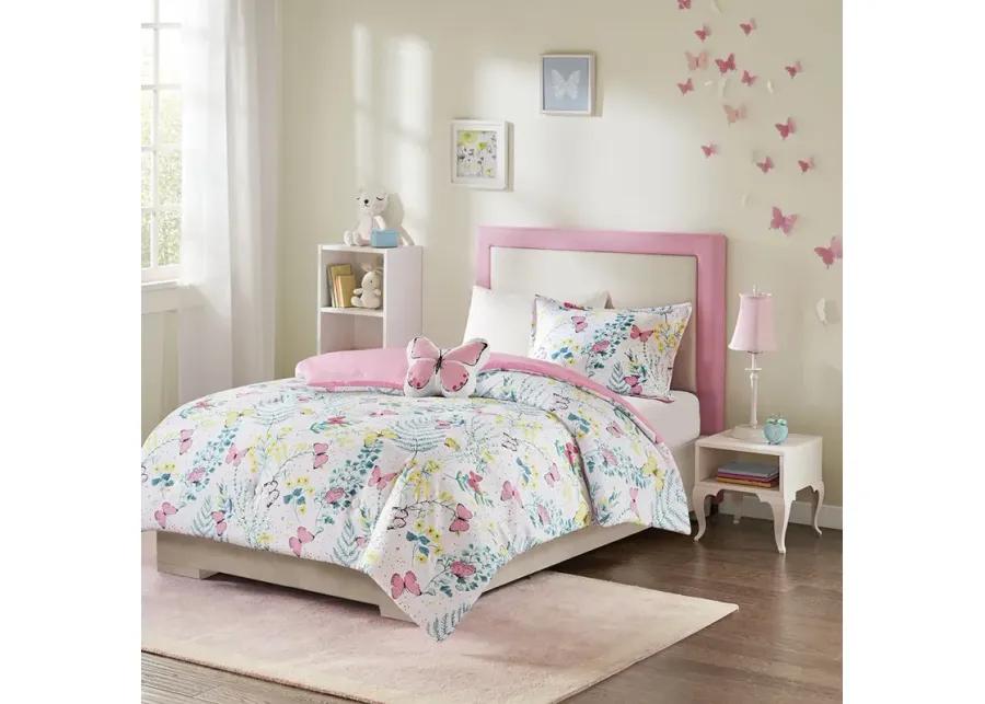 Mi Zone Kids Cynthia Pink Printed Butterfly Comforter Set