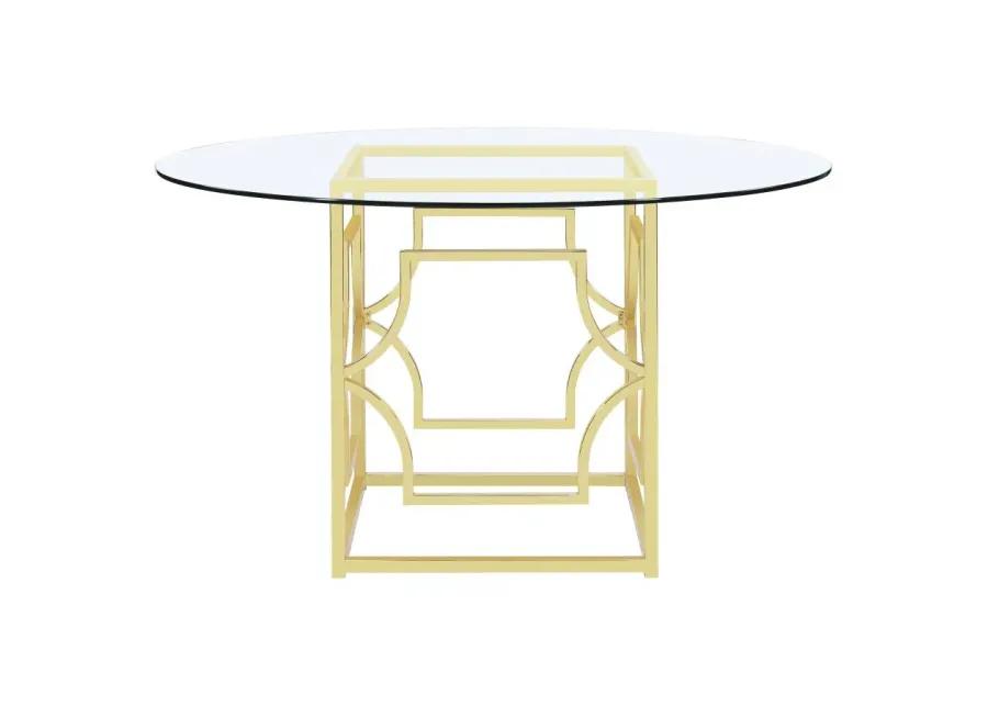 Starlight Round Glass Top Dining Table Clear and Brass