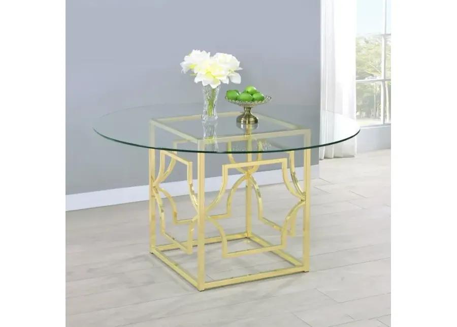 Starlight Round Glass Top Dining Table Clear and Brass