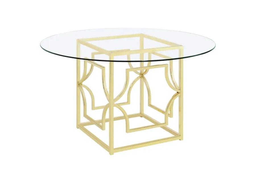 Starlight Round Glass Top Dining Table Clear and Brass