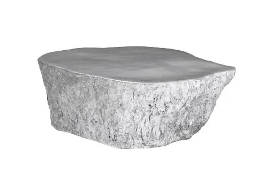 bark coffee table, silver leaf