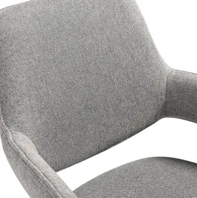 Penny Swivel Upholstered Dining Chair in Gray Fabric with Black Metal Legs - Set of 2