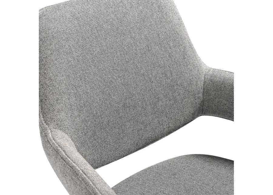 Penny Swivel Upholstered Dining Chair in Gray Fabric with Black Metal Legs - Set of 2