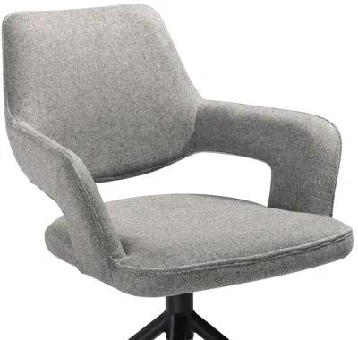 Penny Swivel Upholstered Dining Chair in Gray Fabric with Black Metal Legs - Set of 2