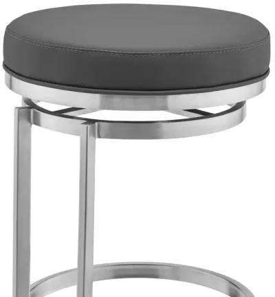 Vander 30" Gray Faux Leather and Brushed Stainless Steel Swivel Bar Stool