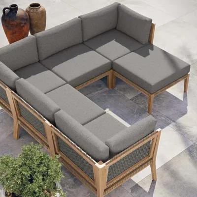 Clearwater Outdoor Patio Teak Wood 6-Piece Sectional Sofa