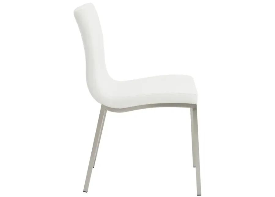 Scott Side Chair in White with Brushed Stainless Steel Legs - Set of 2