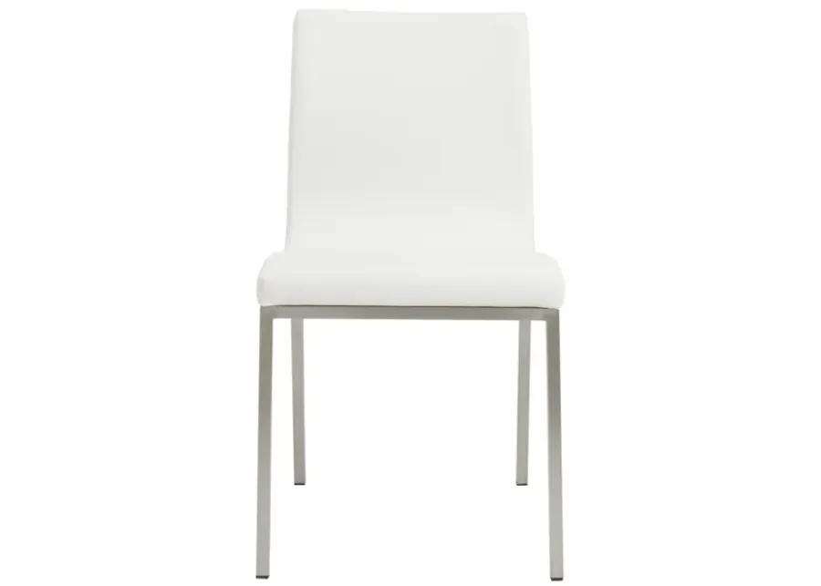 Scott Side Chair in White with Brushed Stainless Steel Legs - Set of 2