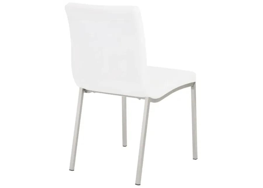 Scott Side Chair in White with Brushed Stainless Steel Legs - Set of 2