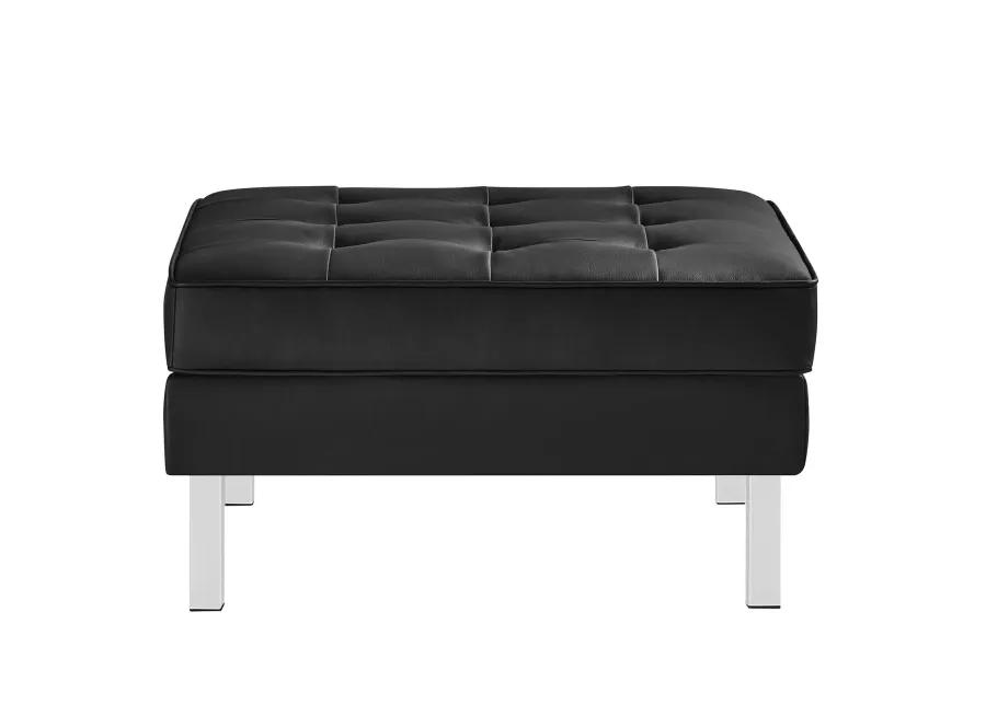 Loft Tufted Vegan Leather Sofa and Ottoman Set