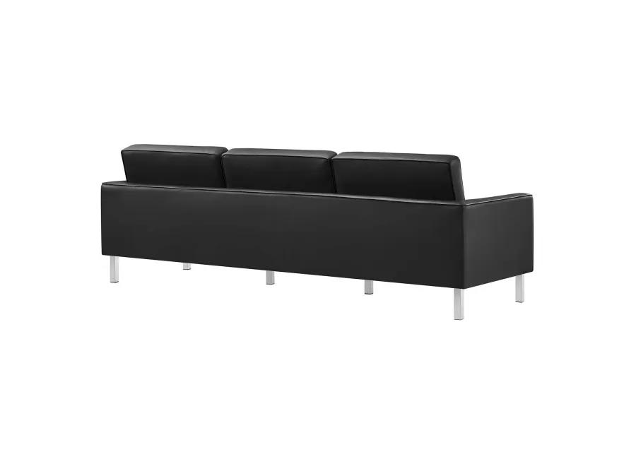 Loft Tufted Vegan Leather Sofa and Ottoman Set