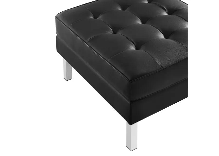 Loft Tufted Vegan Leather Sofa and Ottoman Set