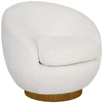 Shearling Sherpa Swivel Chair with Wood Base