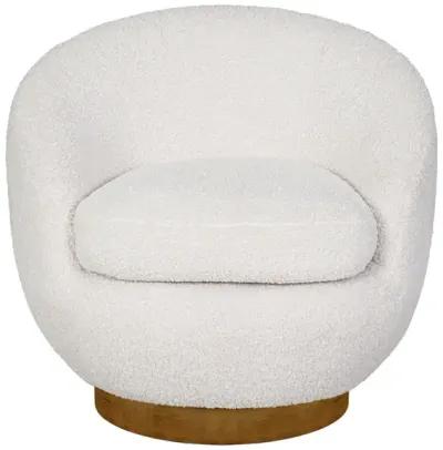 Shearling Sherpa Swivel Chair with Wood Base