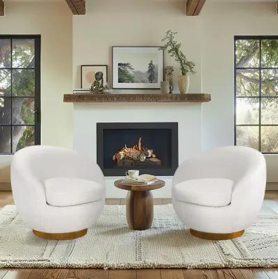 Shearling Sherpa Swivel Chair with Wood Base