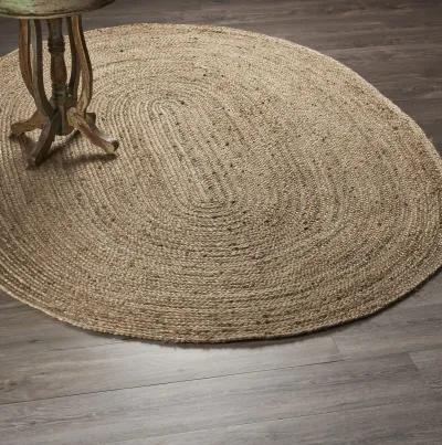 Nature Gray Contemporary Gradient Organic Jute Indoor Oval Area Rug 5' x 7'