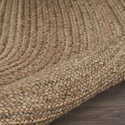 Nature Gray Contemporary Gradient Organic Jute Indoor Oval Area Rug 5' x 7'