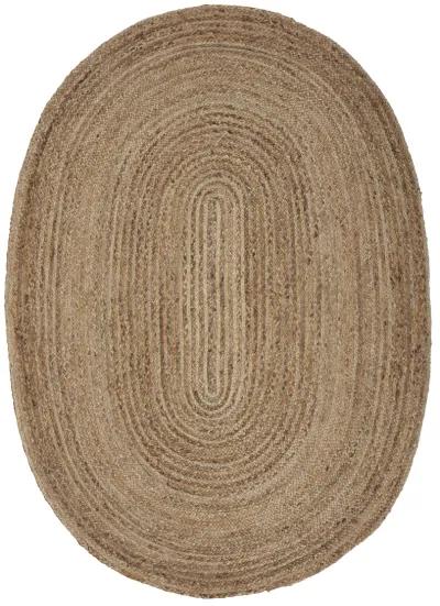 Nature Gray Contemporary Gradient Organic Jute Indoor Oval Area Rug 5' x 7'