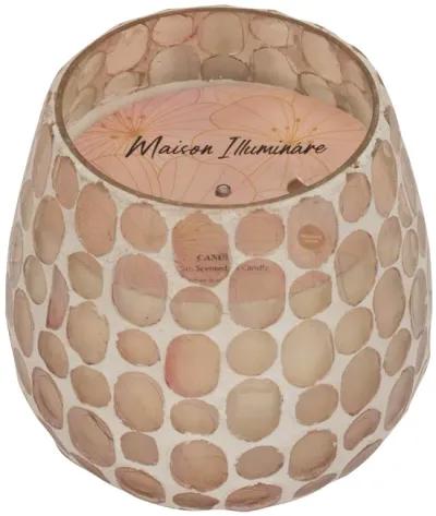 Glass, 4" 11 Oz Mosaic Scented Candle, Soft Pink