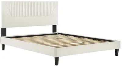 Yasmine Channel Tufted Performance Velvet Queen Platform Bed