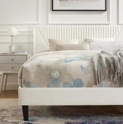 Yasmine Channel Tufted Performance Velvet Queen Platform Bed