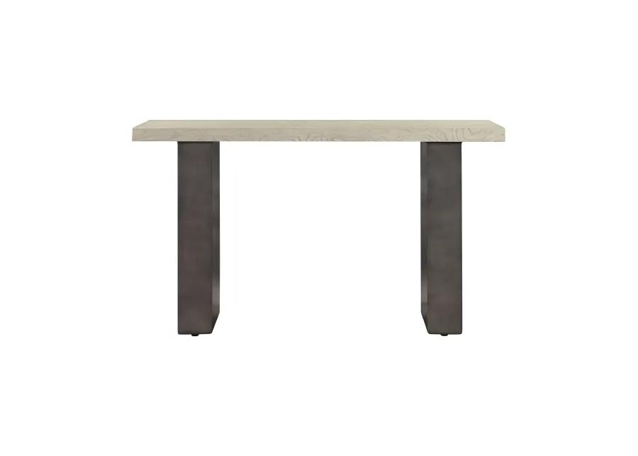 Abbey Concrete and Gray Oak Wood Console Table